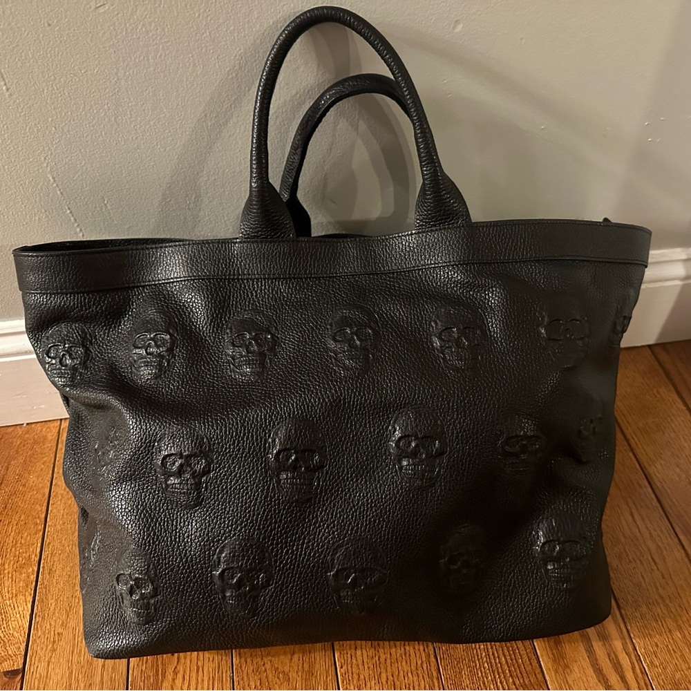 NWT IOpelle ITALIA Antonio Cristiano Skull Leather Tote Goth Bag black
